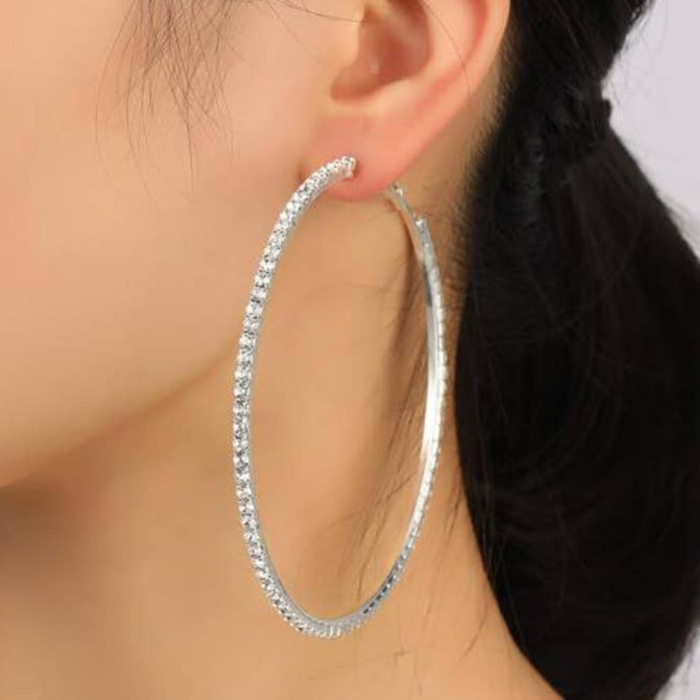 3/15 NWT Nine West Pave Large Hoop Earrings